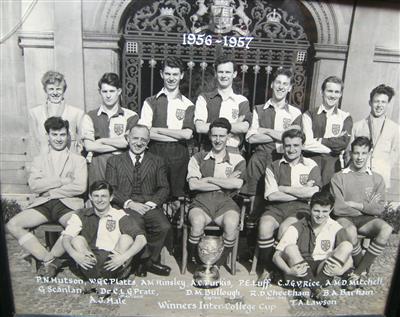 cc01147 1956 football.jpg; cc01147; 1956 Christ's Football team; Photograph
